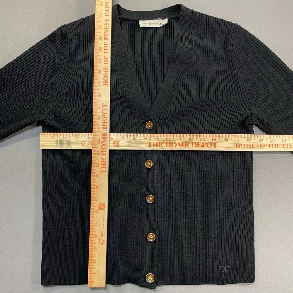 Tory Burch Ribbed Merino Wool Cardigan Sweater, Classic - Womens Large
